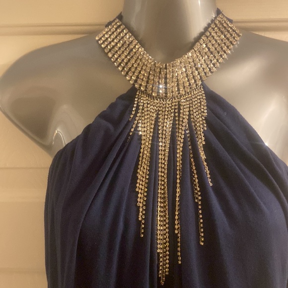 Vintage rhinestone collar halter top - Picture 3 of 6